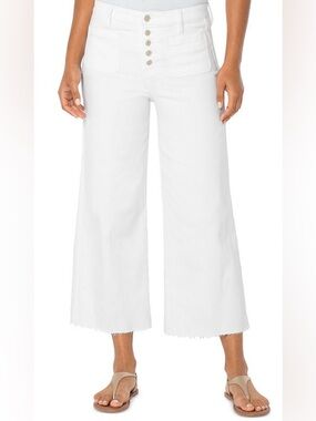 LIVERPOOL Los Angeles High Rise Wide Leg patch pocket stretch  jean size 10